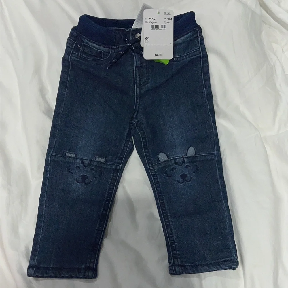 Mayoral Dark Blue Kids Jeans with Animal Design